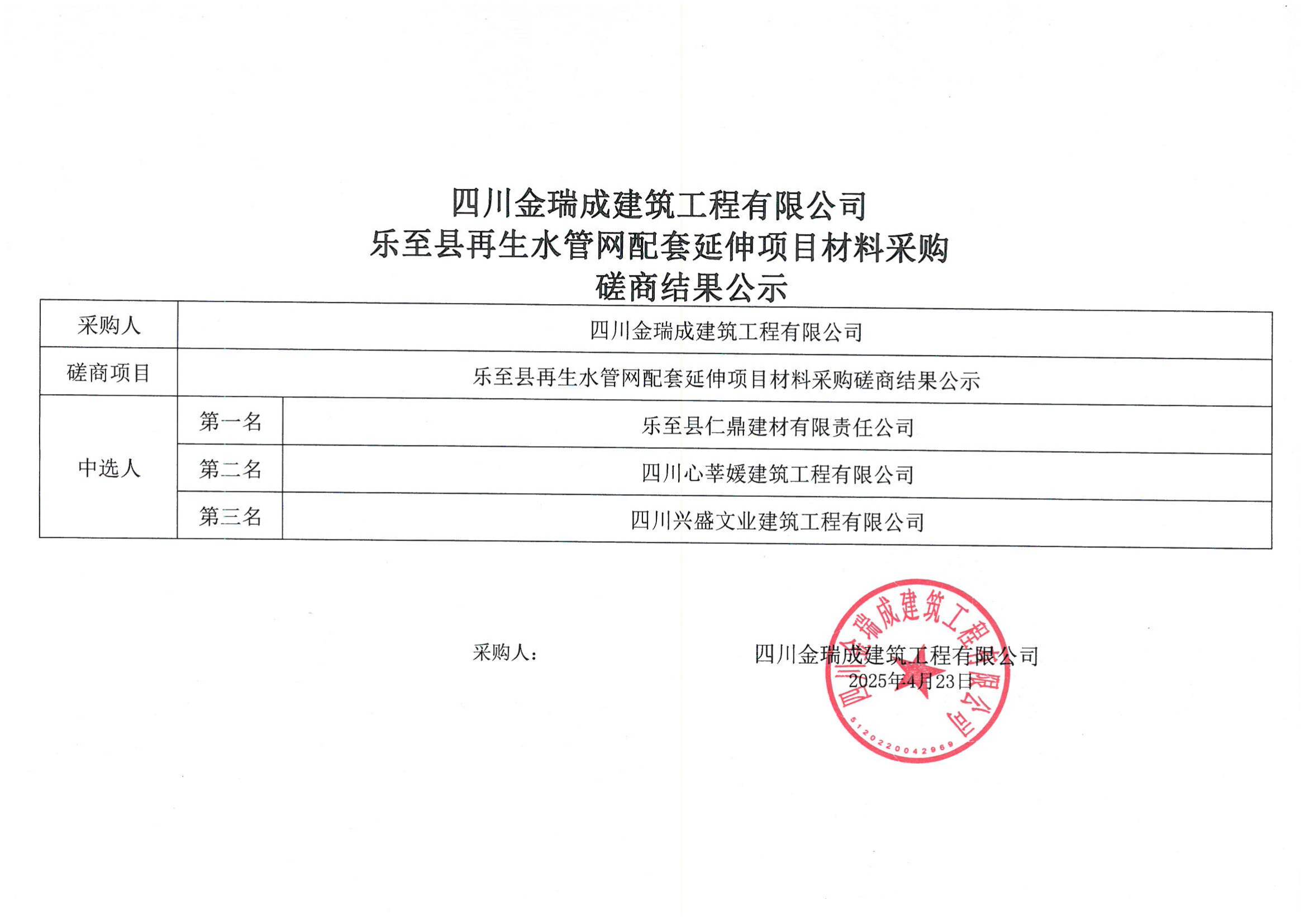 四川金瑞成建筑工程有限公司樂至縣再生水管網(wǎng)配套延伸項目材料采購磋商結(jié)果公示.png